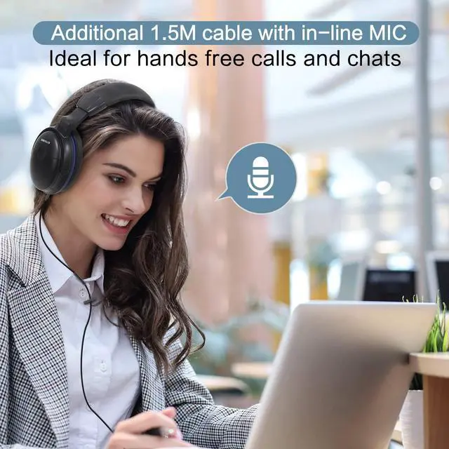 Alt view image 7 of 7 - Sound Amplified Wired Headphones with Extra Long Cord for TV with Clear Dialogue, 18ft/5.5M Long Coil Cord, Over Ear Wired TV Headphones for Seniors w/Volume Control & Clip, 40 Hrs Playtime