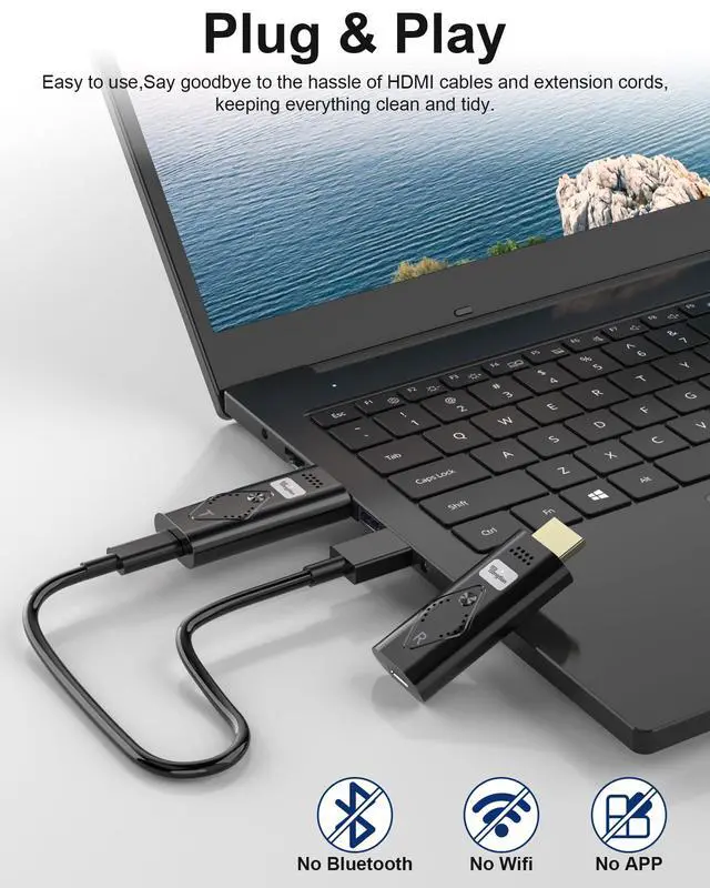 Alt view image 2 of 7 - Wireless HDMI Extender, Wireless HDMI Transmitter and Receiver, 2.4/5GHz Plug & Play, for Streaming Video and Audio to Monitor from Laptop/Pc/Tv Box(1080P-NEW)