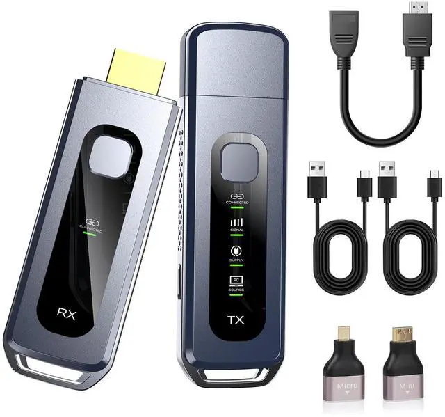 Main image of Wireless HDMI Transmitter and Receiver, HDMI Extender 4K Decode 1080P, LCD Display, Plug&Play, 2.4G&5G for Streaming Video and Audio to Monitor from PC/Projector/TV Box