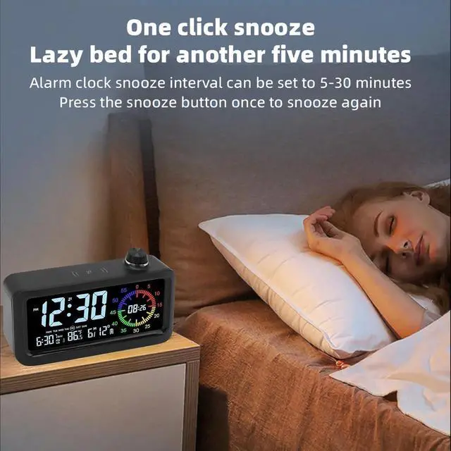 Alt view image 7 of 7 - Rechargeable Digital Alarm Clock with 60-Minute Timer, Dual LCD Display Digital Clock Visual Timer for Kids Student,Temperature & Date Ideal for Time Management, Bedroom, Office and Home Use