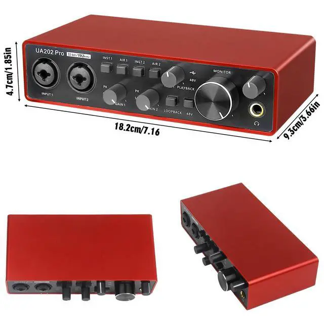 Alt view image 6 of 7 - USB Audio Interface for Computer Recording Music(Red), 2 Channel Guitar Audio Interface, 32Bit/192kHz Podcasting Streaming with 48V Phantom Power