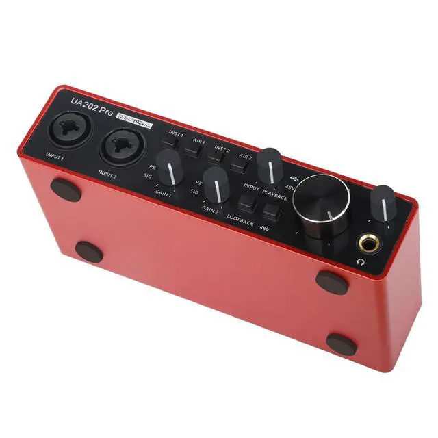 Alt view image 7 of 7 - USB Audio Interface for Computer Recording Music(Red), 2 Channel Guitar Audio Interface, 32Bit/192kHz Podcasting Streaming with 48V Phantom Power