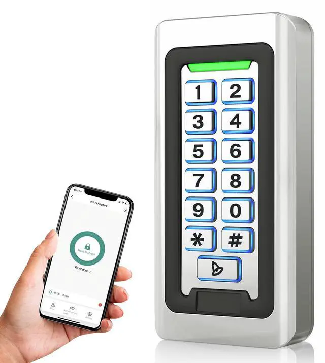 Main image of Wireless WiFi Access Control Keypad, Metal Stand-Alone Door Access Control System, EM Card Reader, Weatherproof, Backlight, TUYA Wireless Entry Security Access Controller for Garage Door, Gate Opener