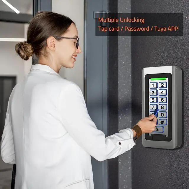 Alt view image 2 of 7 - Wireless WiFi Access Control Keypad, Metal Stand-Alone Door Access Control System, EM Card Reader, Weatherproof, Backlight, TUYA Wireless Entry Security Access Controller for Garage Door, Gate Opener