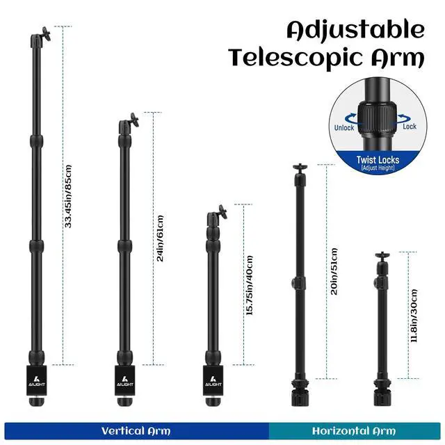 Alt view image 3 of 7 - Camera Desk Mount Stand Overhead, Adjustable Microphone Boom Arm Mic Stand with Phone Holder, Camera Arm Clamp 5/8'' 3/8'' 1/4'' Screws for Shure, Blue Yeti, Rode, Elgato, Fifine, HyperX