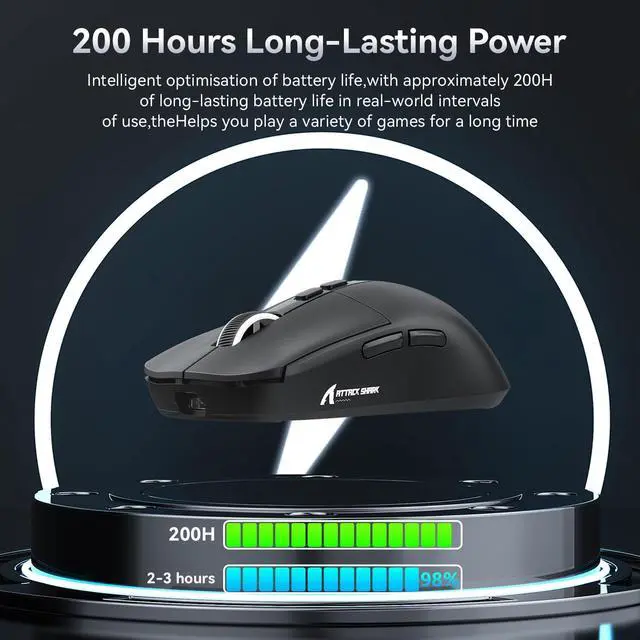 Alt view image 6 of 7 - X6 Lightweight Wireless Gaming Mouse with RGB Backlight Charging Base,Tri-Mode Wired/2.4GHz/BT5.2,26K DPI, PAW3395 Optical Sensor,HUANO Switch,5programmable Buttons,PC/Mac(Black)
