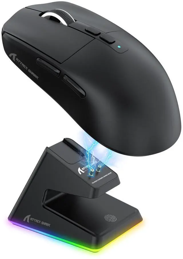 Main image of X6 Lightweight Wireless Gaming Mouse with RGB Backlight Charging Base,Tri-Mode Wired/2.4GHz/BT5.2,26K DPI, PAW3395 Optical Sensor,HUANO Switch,5programmable Buttons,PC/Mac(Black)