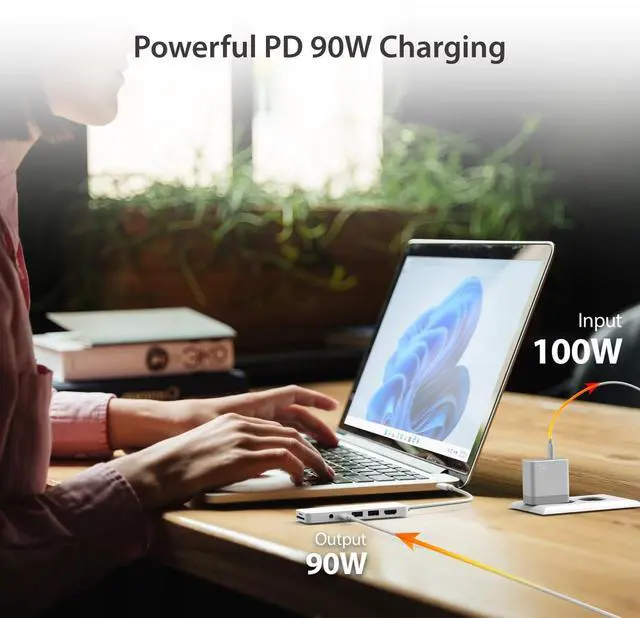 Alt view image 6 of 6 - USB-C Multi-Port Hub with Power Delivery with 4K HDMI/2 USB-A 5Gbps/PD 100W Charging SD&Micro SD/3.5mm Audio | for MacBook Pro&Air/iPad Pro/iMac/Surface/XPS/Thinkpad/Galaxy/and More(JCD373EW)