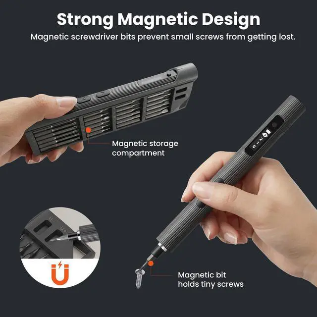Alt view image 6 of 7 - Electric Screwdriver Set, 52 in 1 Mini Precision Screwdriver Set Cordless Screwdriver Rechargeable with 48 Magnetic S2 Bits, Portable Repair Tool Kit for rc Car, Phone, Camera, Laptop
