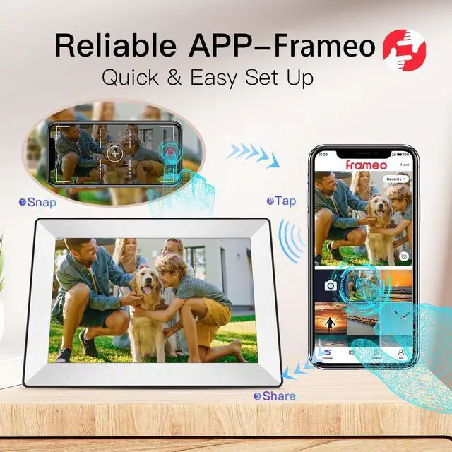 Alt view image 2 of 7 - Frameo 10.1inch Digital Picture Frame WiFi Smart Digital Photo Frame 1280 * 800 IPS HD Touch Screen,16GB Memory Auto-Rotate,Share Photos/Videos Instantly via Frameo App from Anywhere