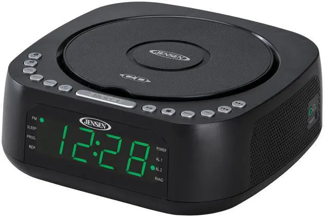 Main image of Modern Home Audio CD Player Tabletop Stereo Dual Alarm Clock Digital FM Radio | Top-Loading CD/MP3/WMA Discs Player | USB Charging Port 2.1A | Headphone Jack | 0.9 Display Green LED