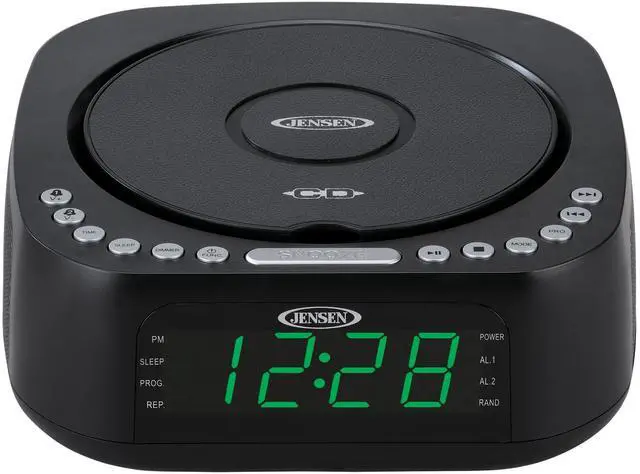 Alt view image 2 of 7 - Modern Home Audio CD Player Tabletop Stereo Dual Alarm Clock Digital FM Radio | Top-Loading CD/MP3/WMA Discs Player | USB Charging Port 2.1A | Headphone Jack | 0.9 Display Green LED