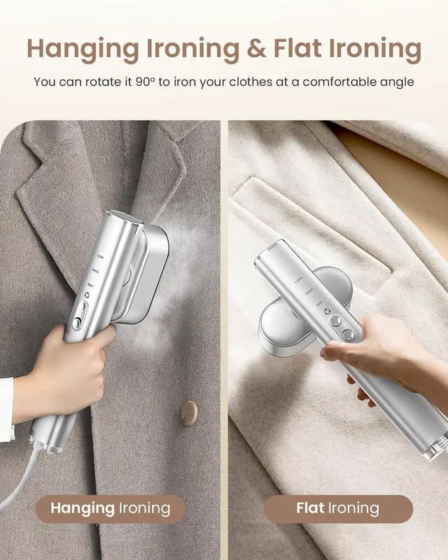 Alt view image 4 of 7 - Travel Steamer for Clothes,100-240V Portable Garment Steamer, SteamerIron 2 In 1, 30s Fast Heat-up,120ml Water Tank,Large Ceramic Heat Panel,Handheld Steamer for Global Europe Traveling,Silver