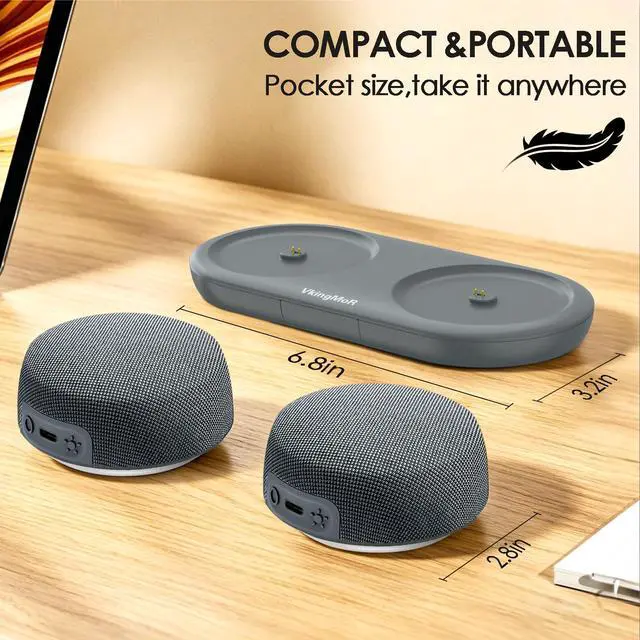 Alt view image 7 of 7 - Bluetooth Speaker Set Dual Pairing Stereo Sound,TWS & Magnetic Base Portable Speaker with 10H Playtime(3H with Lights On),Wireless Speakers for TV Watching,Home Theater, Outdoor, Multi-Room