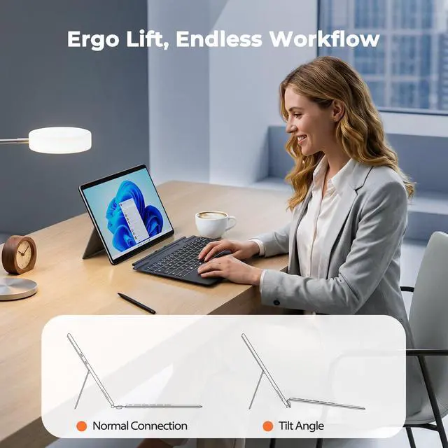 Alt view image 5 of 7 - Surface Pro Keyboard for Microsoft Surface Pro 11/10/9/8/X 13", 7 Color Backlits, Detachable Bluetooth Wireless Keyboard with Pen Storage, Ultra-Slim Rechargeable Type Cover with Multi-Touch Trackpad