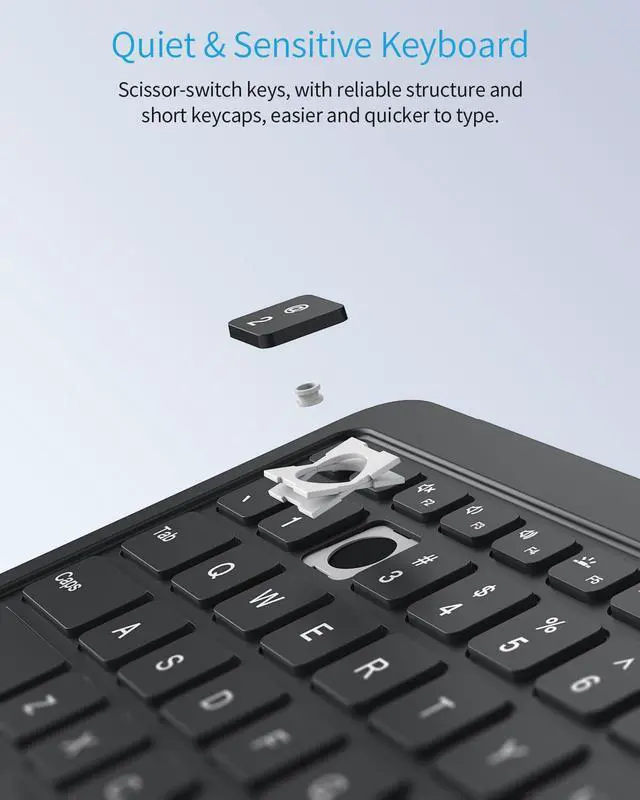 Alt view image 5 of 7 - Keyboard for Microsoft Surface pro 12" 2025, Wireless Bluetooth Keyboard with LED Backlight, Black