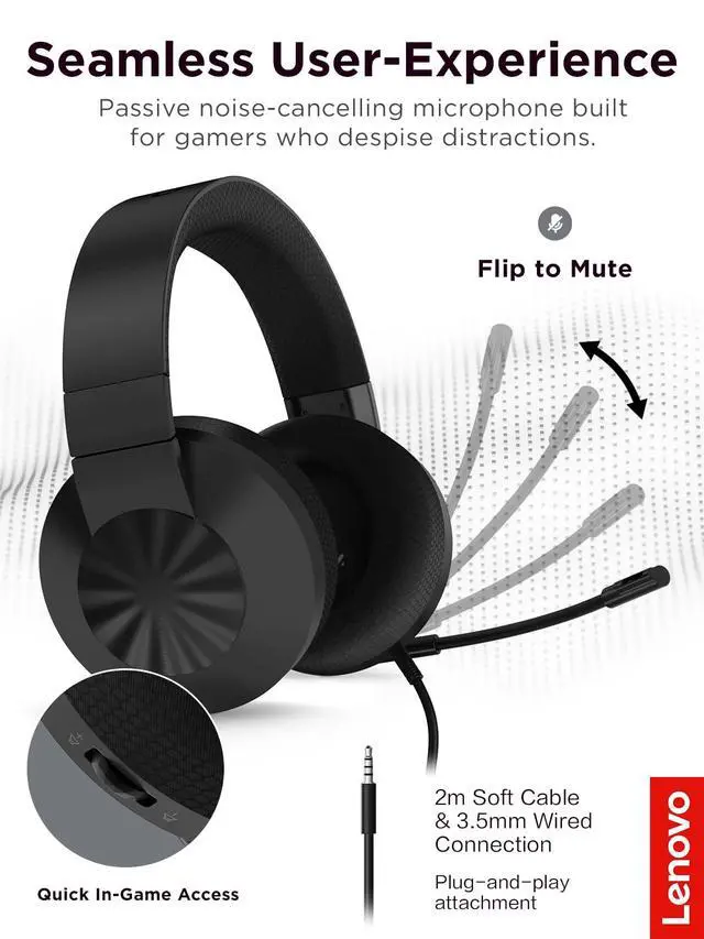 Alt view image 3 of 7 - H210 Wired Gaming Headset - 3.5mm Connection, Flip-to-Mute Noise-Cancelling Microphone, Breathable Ear Cups - Black