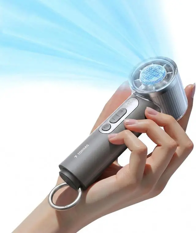 Main image of COOLiFY Iva Handheld Fan with Ice Cooler, 0-100 Adjustable Speed, Super Mini Powerful Portable Fan 4900mAh Rechargeable, Hand Fans for Travel Essentials, Outdoor, Gift for Dad Father, Charcoal