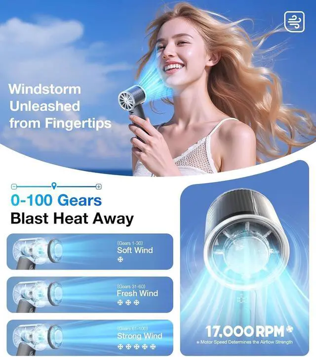 Alt view image 4 of 7 - COOLiFY Iva Handheld Fan with Ice Cooler, 0-100 Adjustable Speed, Super Mini Powerful Portable Fan 4900mAh Rechargeable, Hand Fans for Travel Essentials, Outdoor, Gift for Dad Father, Charcoal