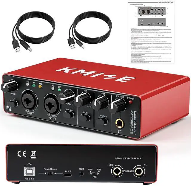 Main image of USB Audio Interface, Computer Recording Audio Interfaces with 48V Phantom Power for Recording, Studio Quality Sound, Compatible with Guitarists, Vocalists, Podcasters (USB 3.0 Type-A)