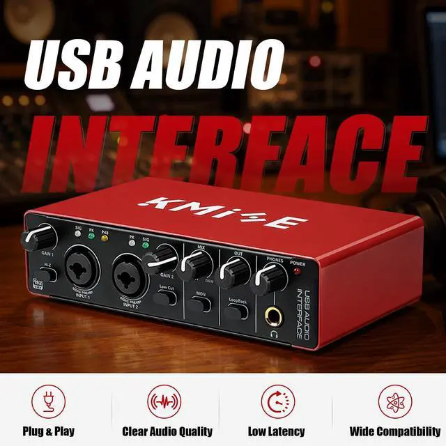 Alt view image 6 of 7 - USB Audio Interface, Computer Recording Audio Interfaces with 48V Phantom Power for Recording, Studio Quality Sound, Compatible with Guitarists, Vocalists, Podcasters (USB 3.0 Type-A)