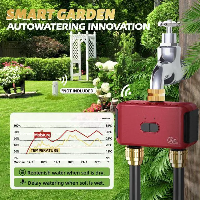 Alt view image 2 of 7 - GX-03 WiFi 2-Zone Sprinkler Timer for Garden Hose, Smart Water Timer with App Control, Compatible with Alexa and Google Assistant, Automatic Watering System, Compatible with Tuya Smart Life