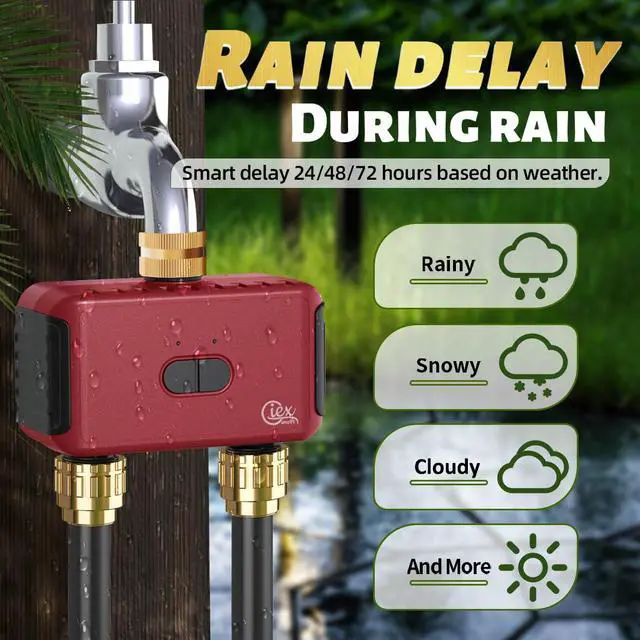 Alt view image 4 of 7 - GX-03 WiFi 2-Zone Sprinkler Timer for Garden Hose, Smart Water Timer with App Control, Compatible with Alexa and Google Assistant, Automatic Watering System, Compatible with Tuya Smart Life