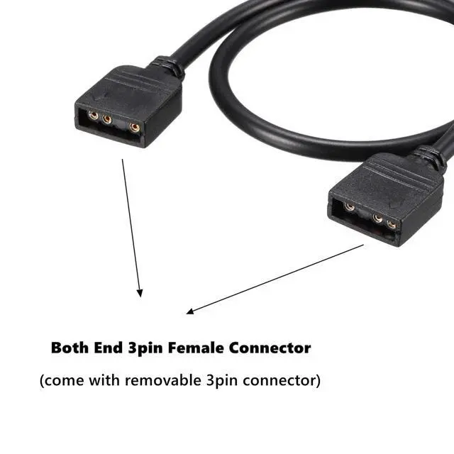 Alt view image 2 of 5 - ARGB Extension Cable 3 Pin, ARGB Interface Extension Cable, 5 V 3-Pin Connector Hub, 12 Inches, 1-1