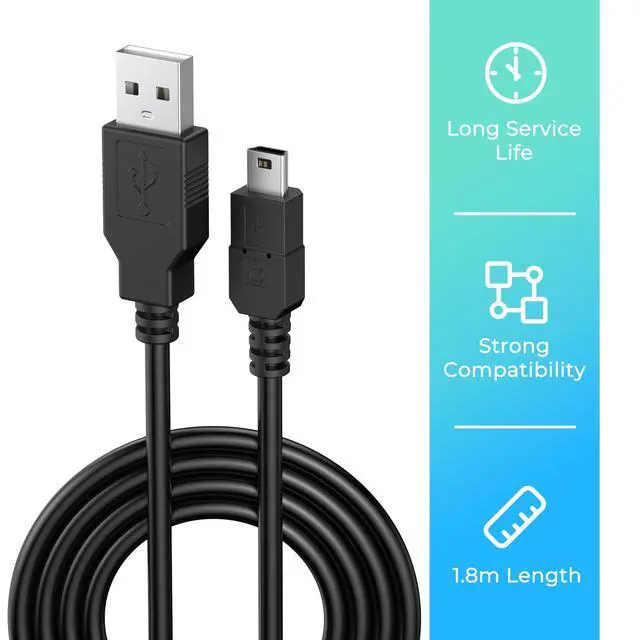 Alt view image 3 of 6 - 2 Pack Mini USB Cable for PS3 Controller, 6-FT Data Charging Cord for PlayStation 3/PS Move, TI-84 Plus CE Calculator, Digital Camera