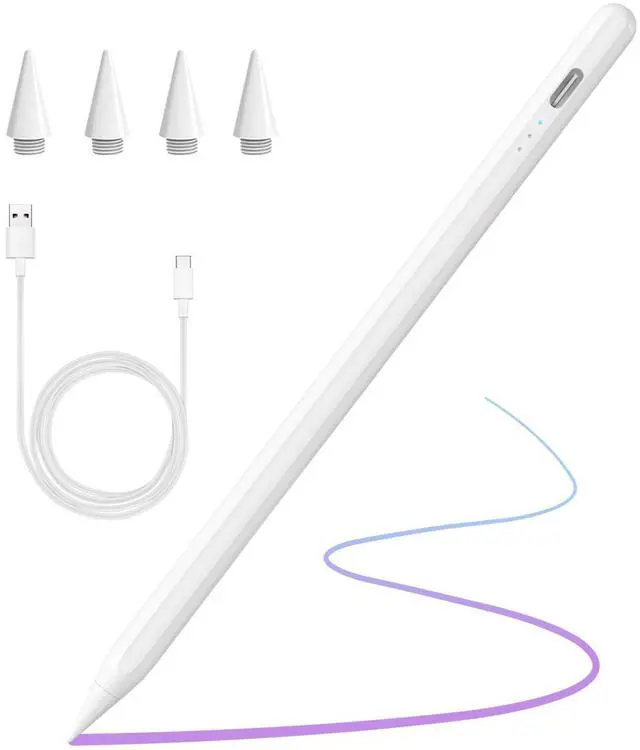 Main image of Stylus Pen for iPad 2018-2025 with Palm Rejection, Active Pencil for iPad 10th/9th/8th/7th/6th Generation, for iPad Pro 11/12.9 inch, for iPad Air 5th/4th/3th Gen, for iPad Mini 6th/5th Gen (White)