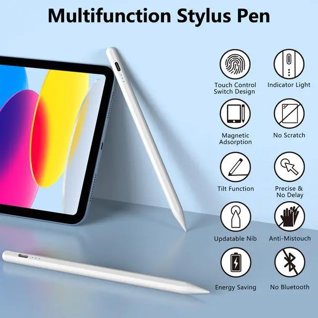 Alt view image 7 of 7 - Stylus Pen for iPad 2018-2025 with Palm Rejection, Active Pencil for iPad 10th/9th/8th/7th/6th Generation, for iPad Pro 11/12.9 inch, for iPad Air 5th/4th/3th Gen, for iPad Mini 6th/5th Gen (White)