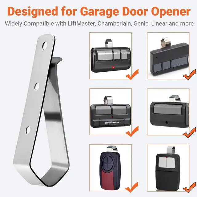 Alt view image 3 of 7 - Garage Door Remote Visor Clip for Car Sun Visor (4-Pack) Stainless Steel Visor Clip to Secure Garage Door Opener Remote, Compatible with Liftmaster, Craftsman & Chamberlain