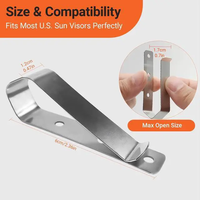 Alt view image 6 of 7 - Garage Door Remote Visor Clip for Car Sun Visor (4-Pack) Stainless Steel Visor Clip to Secure Garage Door Opener Remote, Compatible with Liftmaster, Craftsman & Chamberlain