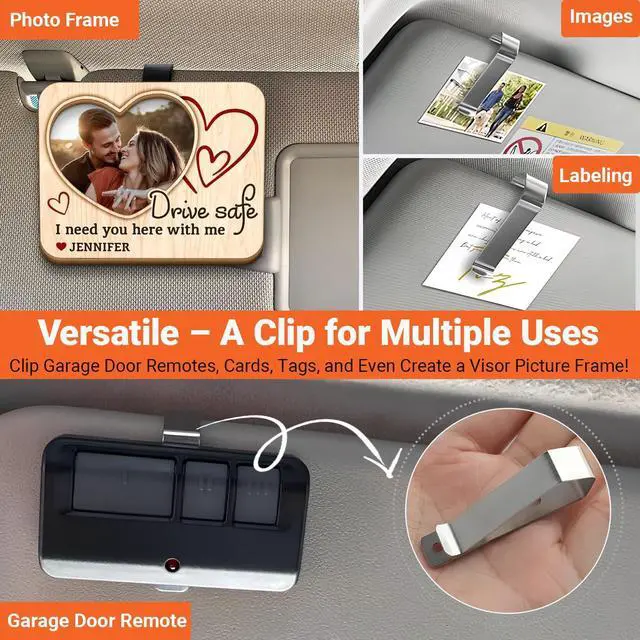 Alt view image 7 of 7 - Garage Door Remote Visor Clip for Car Sun Visor (4-Pack) Stainless Steel Visor Clip to Secure Garage Door Opener Remote, Compatible with Liftmaster, Craftsman & Chamberlain