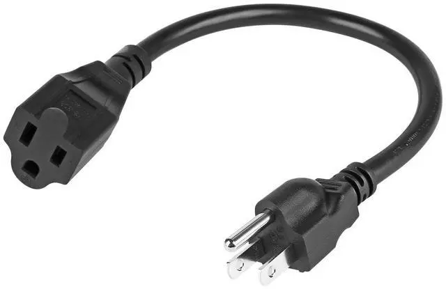 Main image of 1.5 Feet 1875W 15A Heavy Duty Extension Cord Outlet Saver 3-Prong 14 AWG Short Power Extension Cord Black,UL Listed