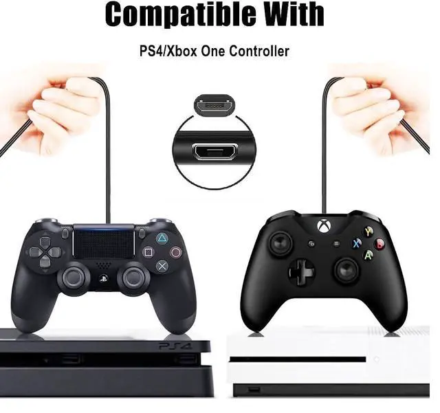 Alt view image 2 of 7 - PS4 Controller Charger Charging Cable, 2 Pack 10ft Extra Long PS4 Charger Cord for PlayStation-4,PS 4 Slim/Pro,Dualshock 4,X-Box One S/X Controller,Fire Stick,Game Accessories,for Fire Kindle