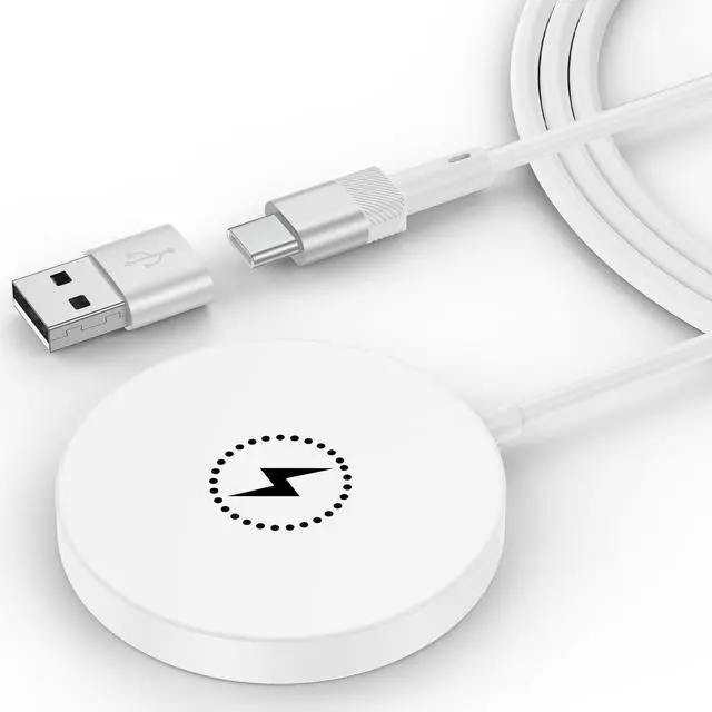 Main image of Magnetic Wireless Charger Pad Fast Charging Station Compatible for iPhone 17E/17 Air/17 Pro Max/16E/16 Pro Max/15/14/13/12,15W Wireless Charger Android Phone with 4FT USB C/USB A Port for Galaxy S26