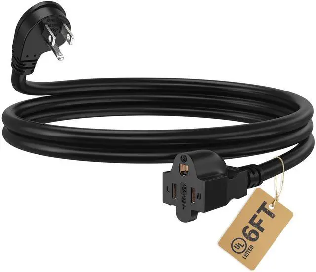 Main image of Indoor Outdoor Extension Cord, 16/3 Gauge Black Short Extension Cord 6ft, Waterproof Flexible Case, Made in Pure Copper, 13A 1625W 16AWG SJTW, 3 Prong Heavy Duty Wire, UL