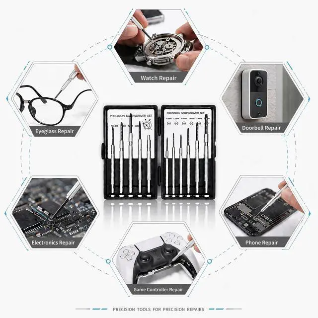 Alt view image 5 of 6 - 11PCS Mini Precision Screwdriver Set, Small Tools with 11 Size Flathead and Phillips Kit, Professional Magnetic Repair Tool for Jewelry, Ring Doorbell, Watch, iPhone, Toys, Computer, Eyeglass