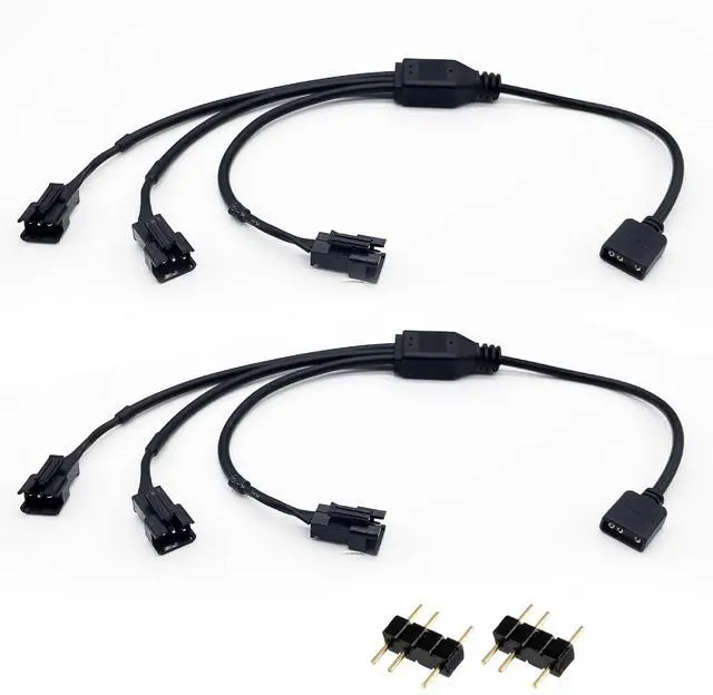 Main image of 1-to-3 ARGB Splitter Cable, 5V 3-pin to JST SM 3Pin Male Adapter Cable, 5V 3-Pin Digital Addressable RGB Splitter Cable, 1 to 3 Male ARGB Cable, 11.8 Inches, 2-Pack