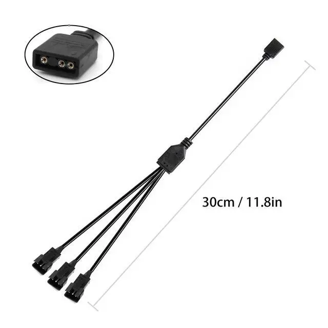 Alt view image 3 of 6 - 1-to-3 ARGB Splitter Cable, 5V 3-pin to JST SM 3Pin Male Adapter Cable, 5V 3-Pin Digital Addressable RGB Splitter Cable, 1 to 3 Male ARGB Cable, 11.8 Inches, 2-Pack