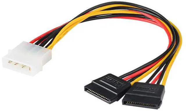 Alt view image 5 of 6 - 4 Pin Molex to Dual SATA Power Y-Cable Adapter, (2 Pack) 4 Pin IDE Male Molex (LP4) to Dual 15 Pin Female SATA Power Extension Cable Adapter 18AWG, 8 inch