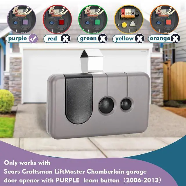 Alt view image 2 of 7 - for Sears Craftsman Garage Door Remote 139.53753 53753 139.18191 HBW2028 371LM 373LM 375LM 950CD 953D 956D, Work with Purple Learn Button ONLY(2006-2013)1 Pack
