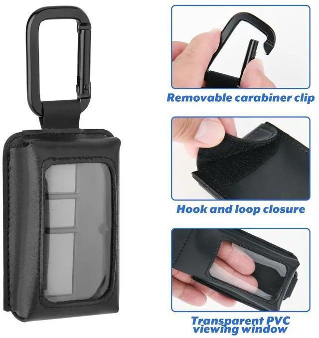 Alt view image 4 of 7 - 1 Piece Portable Garage Door Opener Carrying Case with Carabiner, Anti-Lost Bag Gate Clicker Holder for Universal Garage/Gate Door Opener Remote, Black (Black)