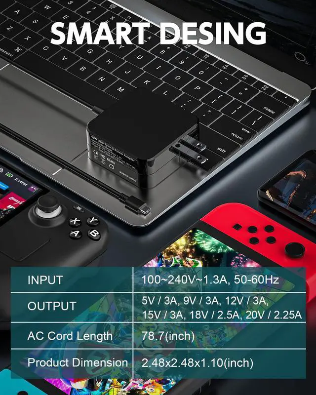 Alt view image 3 of 6 - 15V Charger Ac Adapter Wall Charge Compatible with Nintendo Switch/Support TV Mode with USB Type C Cable