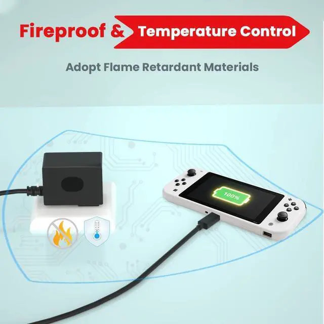 Alt view image 7 of 7 - 39W Charger for Nintendo Switch - 15V 2.6A with 10FT USB C Cable - Compatible with Switch Lite/OLED, Supports TV Mode and Dock Station