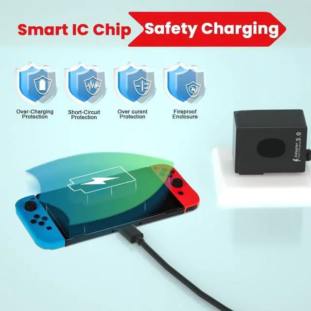 Alt view image 6 of 7 - 39W Charger for Nintendo Switch - 15V 2.6A with 10FT USB C Cable - Compatible with Switch Lite/OLED, Supports TV Mode and Dock Station