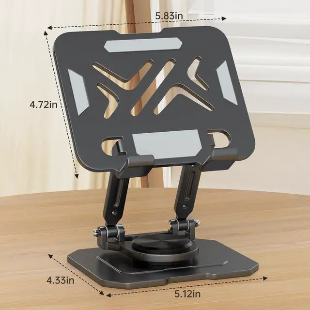 Alt view image 5 of 7 - iPad Stand Tablet Holder for Desk,360° Rotation Metal Base Dual Rod Adjustable Height Holder,Compatible with 4.7-15.9" iPad Pro/Air/Mini,eReader,LG Pads,Nexus,Switch,iPhone Pro/Max/Air/Plus