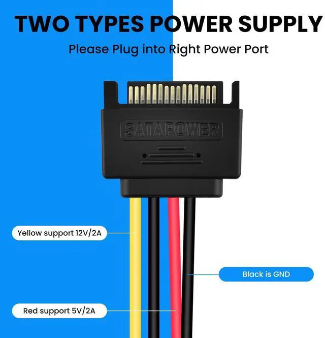 Alt view image 5 of 7 - 15 Pin SATA Power Splitter Adapter Cable Male to Dual Female 90-Degree Angle with Locking Latch Power Extension Cable (Copper/20cm Length) - 2 Pack