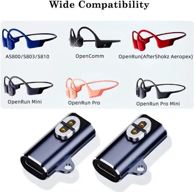 Alt view image 7 of 7 - USB C Shokz Charging Cable Adapter (2 Pack) Type c Charger Cable to Shokz Magnetic Converter Compatible with Shokz Aeropex, OpenRun, OpenRun Pro/Mini, OpenComm 2/UC Charge Plugs, Grey